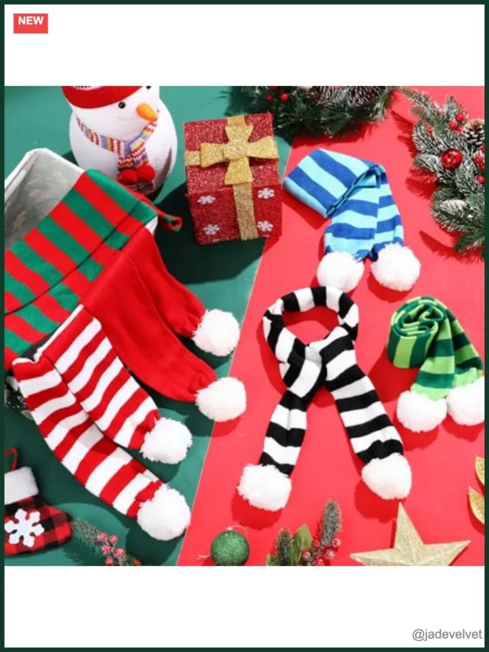 6 Pcs Unisex Christmas Scarf with Tassels, Soft Knitted Holiday Scarf for Women